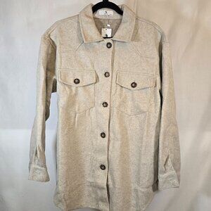 Beige Long Sleeve Button Down Shaket